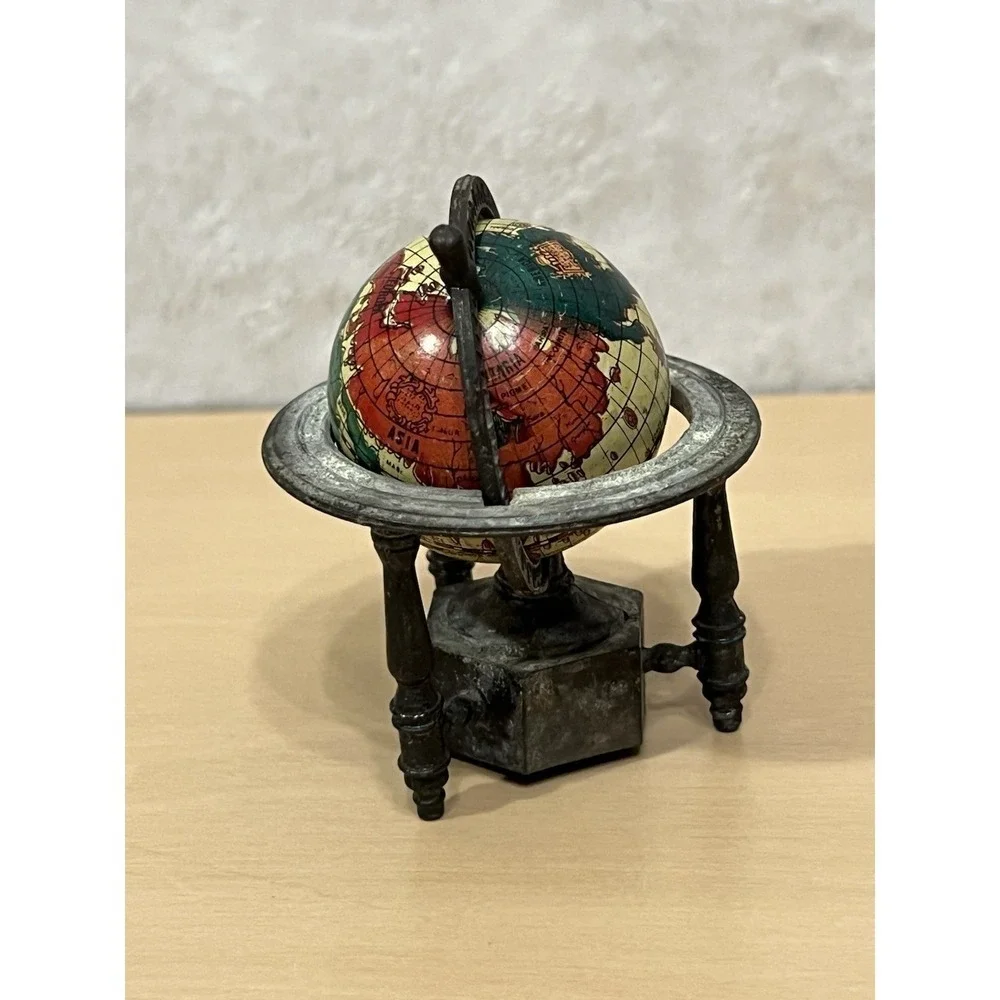 Vintage Mini Globe Pencil Sharpener Metal Stand Desk Decor 3